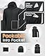 33,000ft Leichte Regenjacke Herren Wasserdicht Atmungsaktiv -Männer Dünne Outdoor Jacke Faltbar Windbreaker Wanderjacke Laufjacke zum Reisen Wandern Golf Schwarz M