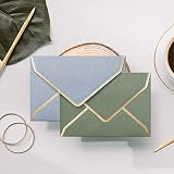 Invitation Envelopes, 30-Pack 4x6 Envelopes for Invitations, Gold Foil Bordered Colored Envelopes, A4, 4 1/4 x 6 1/4 Inches, 6 Morandi Colors