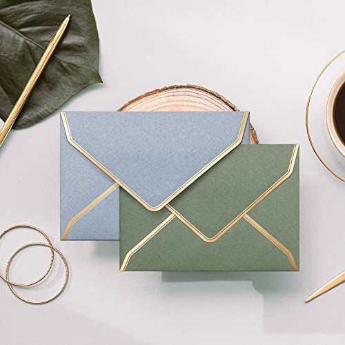Invitation Envelopes, 30-Pack 4x6 Envelopes for Invitations, Gold Foil Bordered Colored Envelopes, A4, 4 1/4 x 6 1/4 Inches, 6 Morandi Colors