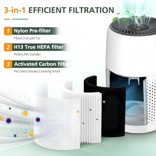 Image of Replacement Filter compatible with Levoit Core Mini Air Purifier, Supports HEPA Sleep Mode, High-Efficiency Activated Carbon for Removal of Smoke, Odour, Allergens, Pollen, 1 Pack