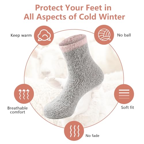 Lisacool 5 Pairs Womens Wool Socks - Winter Warm Socks - Thick Thermal Knit Vintage Cozy Crew Soft Gifts for Women3