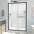 DreamLine Infinity-Z 36 in. D x 48 in. W x 78 3/4 in. H Sliding Shower Door, Base, and White Wall Kit in Matte Black and Clear Glass