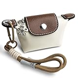 Wuflyover Women’s Mini Coin Purse Keychain – Vintage Nylon Zip Wallet – Compact, Stylish Change Purse for Cards, Cash, and Coins (beige)
