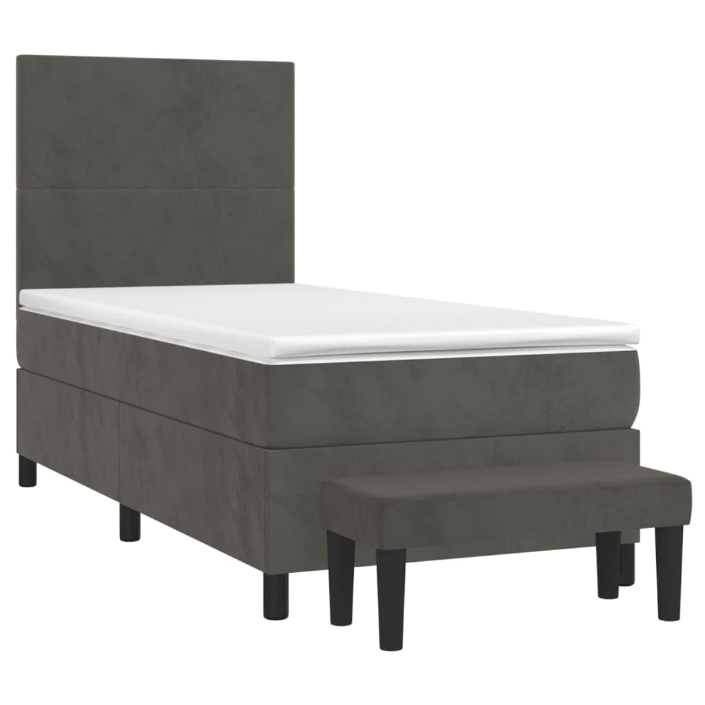 Samt verstellbares Kopfteil Boxspringbett Grau 90x190 cm