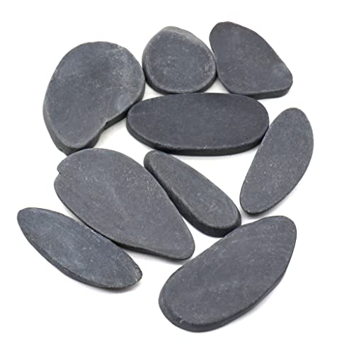 Sliced Black River Rocks for Painting, 2” - 3” inch Smooth Flat Rocks for Painting, Mosaic Tiles, Crafts, Mandalas, Outdoor Gardens, 100% Natural Stones for Kindness Stones, Rock Painting Supplies