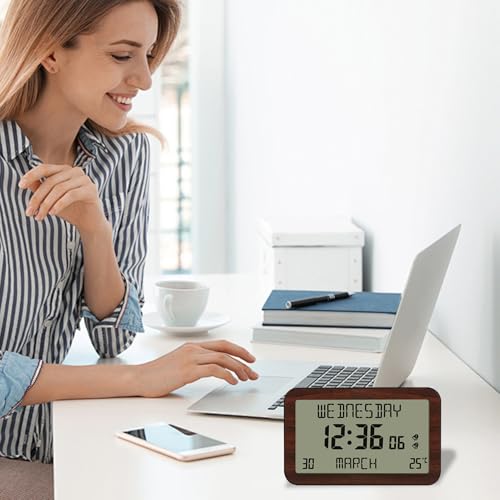 Despertador digital multifunción multilingüe y reloj pequeño de escritorio LCD 4