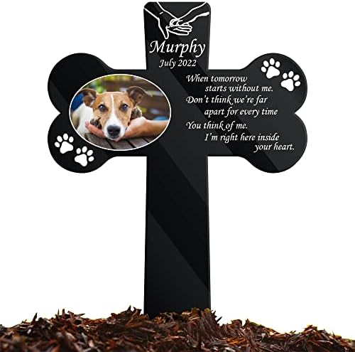 Personalized Dog Remembrance Garden Stake Pet Loss Gifts Dog Memorials Gifts For Friends Custom Pet Picture Plaque Stake Grave Markers Sympathetic Loss Of Dog Cat Gifts For Someone Lost Pet