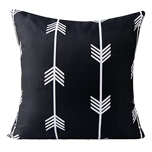 Bedsum Microfiber Throw Pillow Cover, Soft Decorative Geometrical Arrows Pattern Square Cushion Cover For Sofa Couch Bedroom, 18X18 Inches, Black And White #TOP18