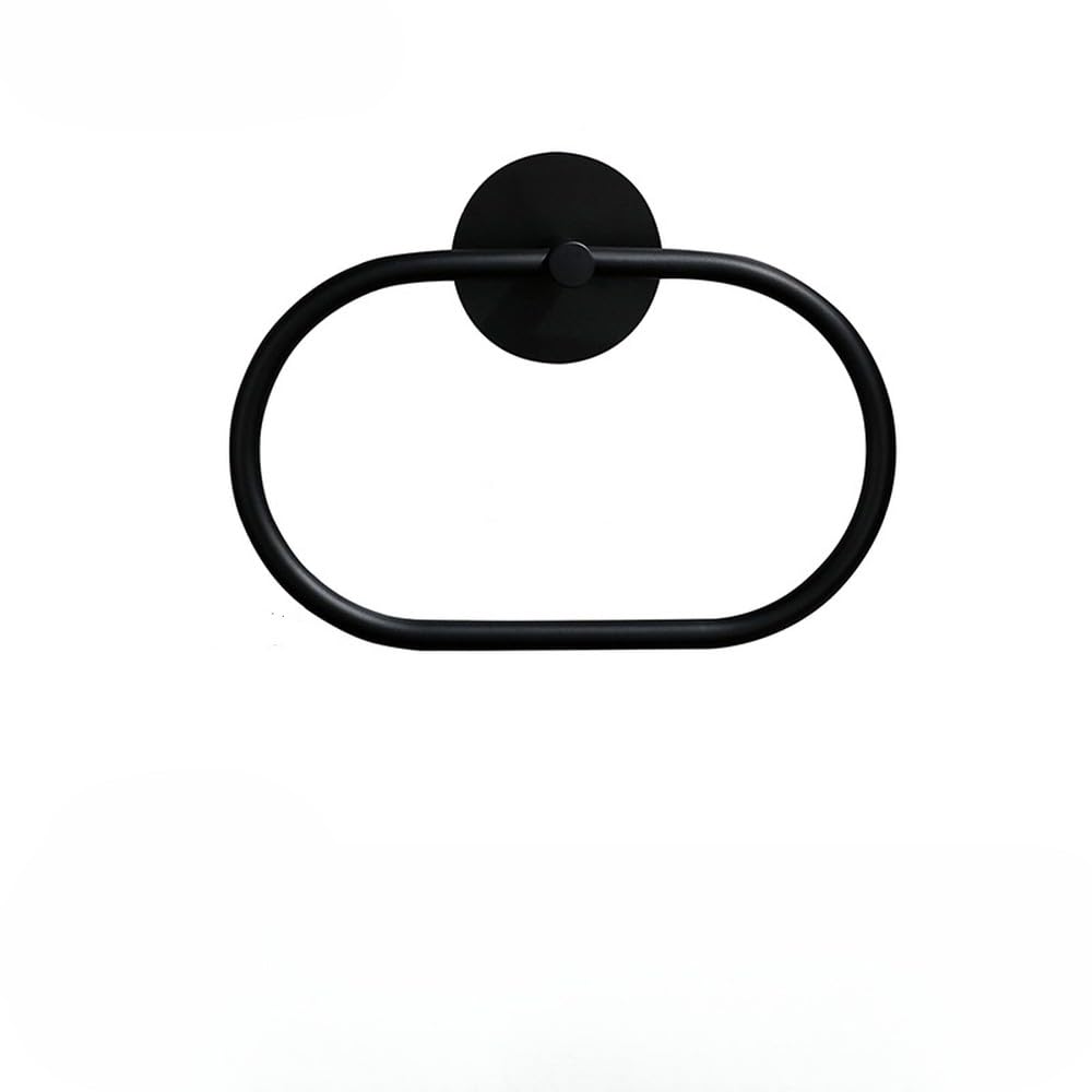 VVW&LIU 304 Stainless Steel Towel Ring No Piercing Towel Rack Bathroom Accessories Bathroom Towel Racks,OBlack2