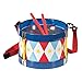Schylling TD Tin Drum With an adjustable strap and two wooden drumsticks
