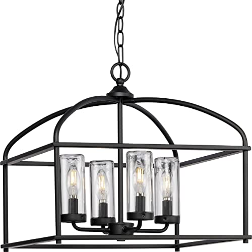 Progress Lighting P550128-31M Swansea Collection 4-Light Transitional Outdoor Chandelier Matte Black