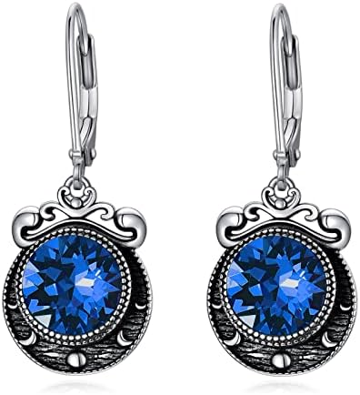 VONALA Mondphasen-Ohrringe Sterlingsilber Rot/Grün/Blau/Violett Halbmondphasen-Ohrringe für Frauen Mondschmuck Geschenk für Frauen Teenager Mädchen Mutter Ehefrau