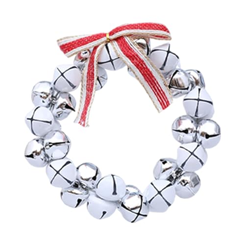 Sharplace Guirnalda de Campanas Navideñas para Colgar en La Pared, Adorno Artificial, Decoración Navideña para de Navidad, Dormitorio, Ventanas, Porches, Plata Y Blanco, Individual