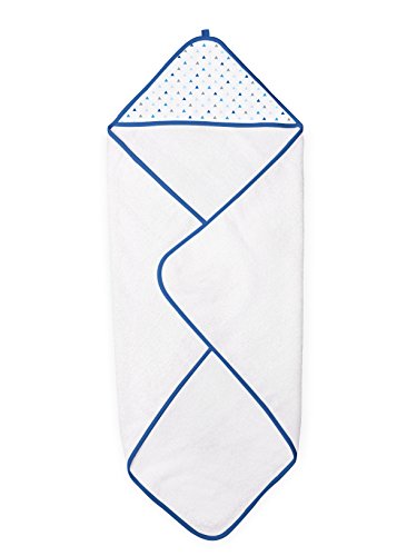 Image of SwaddleDesigns Cotton Terry Baby Hooded Towel, Tiny Triangle Shimmer, Blue