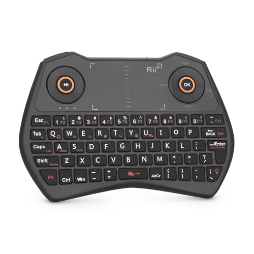 Rii K28 Bluetooth Mini Keyboard Remote Control with Touchpad Moue Combo,Backlit 2.4GHz Wireless Keyboard with Rechargeable Battery for Android TV Box,PC,Smart TV(2.4G and Bluetooth)