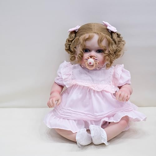 KAWAYII -23Inch Newborn Tutti Realistic Reborn Toddler Dolls Lifelike Hand Rooted Hair Soft Vinyl Babies Doll Christmas Reborn Playmates
