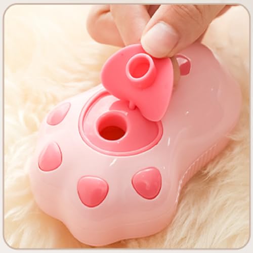 Image of Cat steam brush，Pet steam brush，Cat steam brushes for indoor cats，3 In 1 Cat Steamy Brush,Cat brush with steam，Dog brush，Cat hair steam brush (Beige Avocado) (Beige Avocado) (Pink Cat Paw)