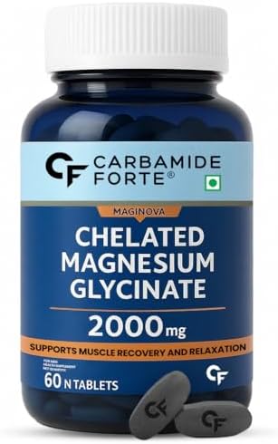 Carbamide Forte Chelated Magnesium Glycinate Supplement 2000mg Per Serving | Magnesium Supplement Supports Muscle Recovery & Better Sleep - 60 Veg Tablets