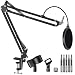 InnoGear Adjustable Mic Stand for Blue Snowball and Blue Snowball iCE Suspension Boom Scissor Arm Stand with Microphone Windscreen and Dual Layered Mic Pop Filter, Max Load 1.5 KG