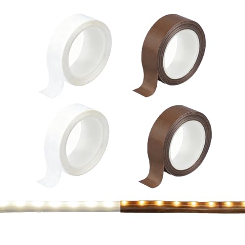 Bande lumineuse LED autocollante 8,6m : lot de 4 rubans masquage blanc marron pour étagère