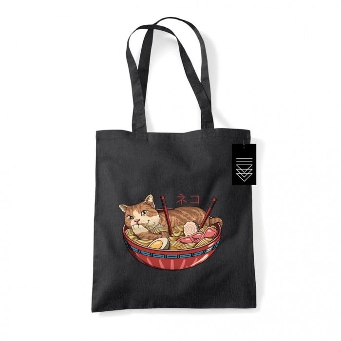 Tote bag Neko Ramen Bowl par Vincent Trinidad : sac en toile chat japonais