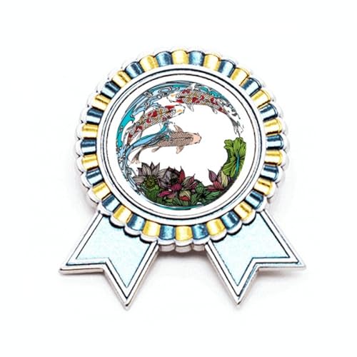 Broche carpe motif lotus en métal, cadeau idéal symbole de chance et sérénité