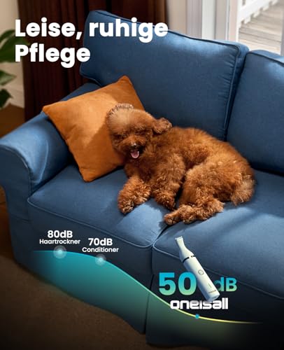 oneisall Pfotentrimmer für hunde mit Doppelklingen, 2-Gang schermaschine hund pfoten Leise hundeschermaschine für Pfoten, Augen, Ohren, Gesicht, Körper (weiß)