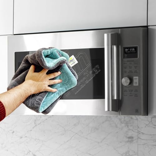 Image of SOFTSPUN Microfiber Cloth for Home 1600 GSM 40x60 cms 1 Pcs Aqua Blue & Grey Twisted Loop Super Absorbent Towel -Highly Absorbent Lint and Streak Free Multi Purpose Wash Cloth for Kitchen.