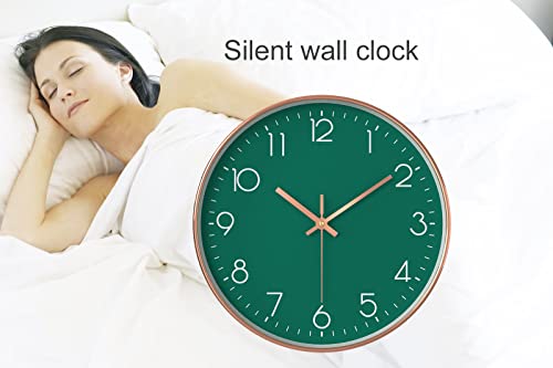 Silent Wall Clock For Bedroom 12In Clocks For Living Room Decor Battery Operated Modern Clock For Home Kitchen (Green) #TOP1