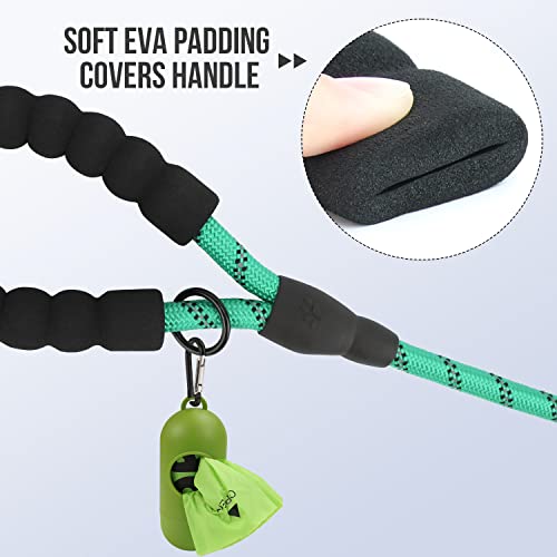 Joytale 6/5/4 Ft Leashes For Large Medium Breed Dogs, Heavy Duty Nylon Braided Rope Dog Leash, Comfortable Padded Handle Strong Leashes With Poop Bags And Dispenser, Teal, 6'×1/2'' #TOP2