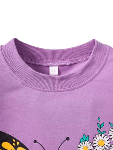 Image of Little Girls 2 Piece Outfits Ruffle Sleeve Unicorn Sweatshirts Top and Leggings Set School Outfits Kids Clothing Set