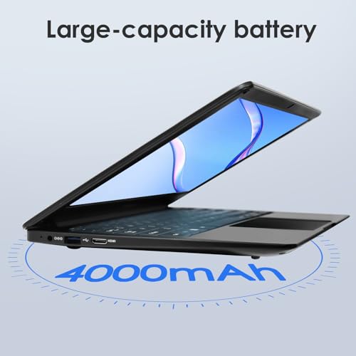 Image of Azeyou Laptop, Mini Laptop 11.6'' HD Display, Student Laptop with 4GB RAM & 128GB eMMC, 4000mAh, BT4.2, N4020C Dual Core - UP to 2.8GHZ, OS 11 Pro, Dual-Band WiFi, Black