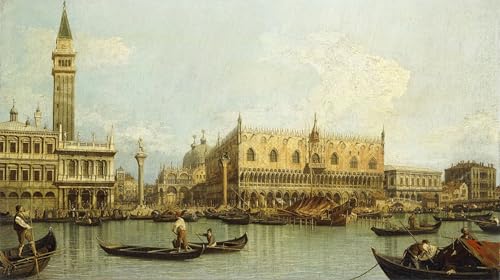 Poster il Molo Venezia di Antonio Canal, pintura en lienzo decorativa de 60x90cm para casa