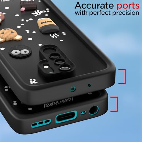 Image of Pikkme Back Cover for Redmi 9 Prime /Poco M2 | Cute Fun Cartoon 3D Bear Silicone Full Body Protection Bumper Case (Black)