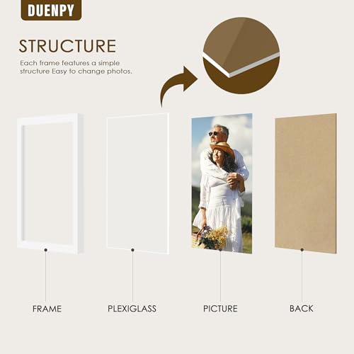 Image of DUENPY 5 Folding 4x6 Accordion Wood Frame Plexiglass White | Constructed With Engineered Wood And Plexiglass, Elegant Ornament For Desktop Photo Display