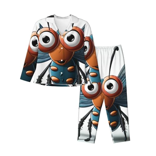 Pyjama 2 pièces boutonné pour femme en noir du S au 3XL
