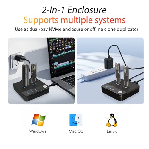Duplicador M.2 NVME/SATA con estación dual y lector 10Gbps miniatura 6