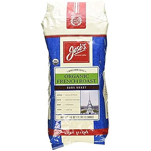 Jose's Gourmet Coffee Organic French Roast Whole Bean Coffee 48 oz(2 Packs) Cover
