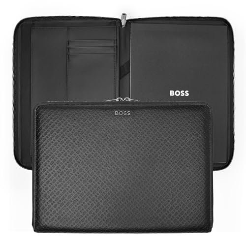 HUGO BOSS Monogram Conference Folder L Black - Porte-documents élégant noir