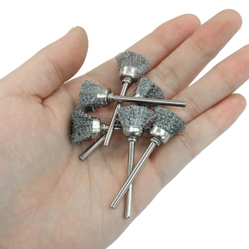 Image of 20 Pcs Cup Shape Wire Wheel Brushes, Stainless Steel Brush Wheel with 1 /8 Inch Shank Fit for Rotary Tools Accessories