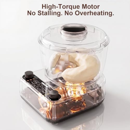Image of Electric Dough Mixer with Ferment Function, 6.5QT Stand Dough Maker, Dough Kneading Machine with 304 Stainless Steel Bowl, Removable Lid & Knob Control, Ideal for Pizza, Pasta, Bread - Onyx Black