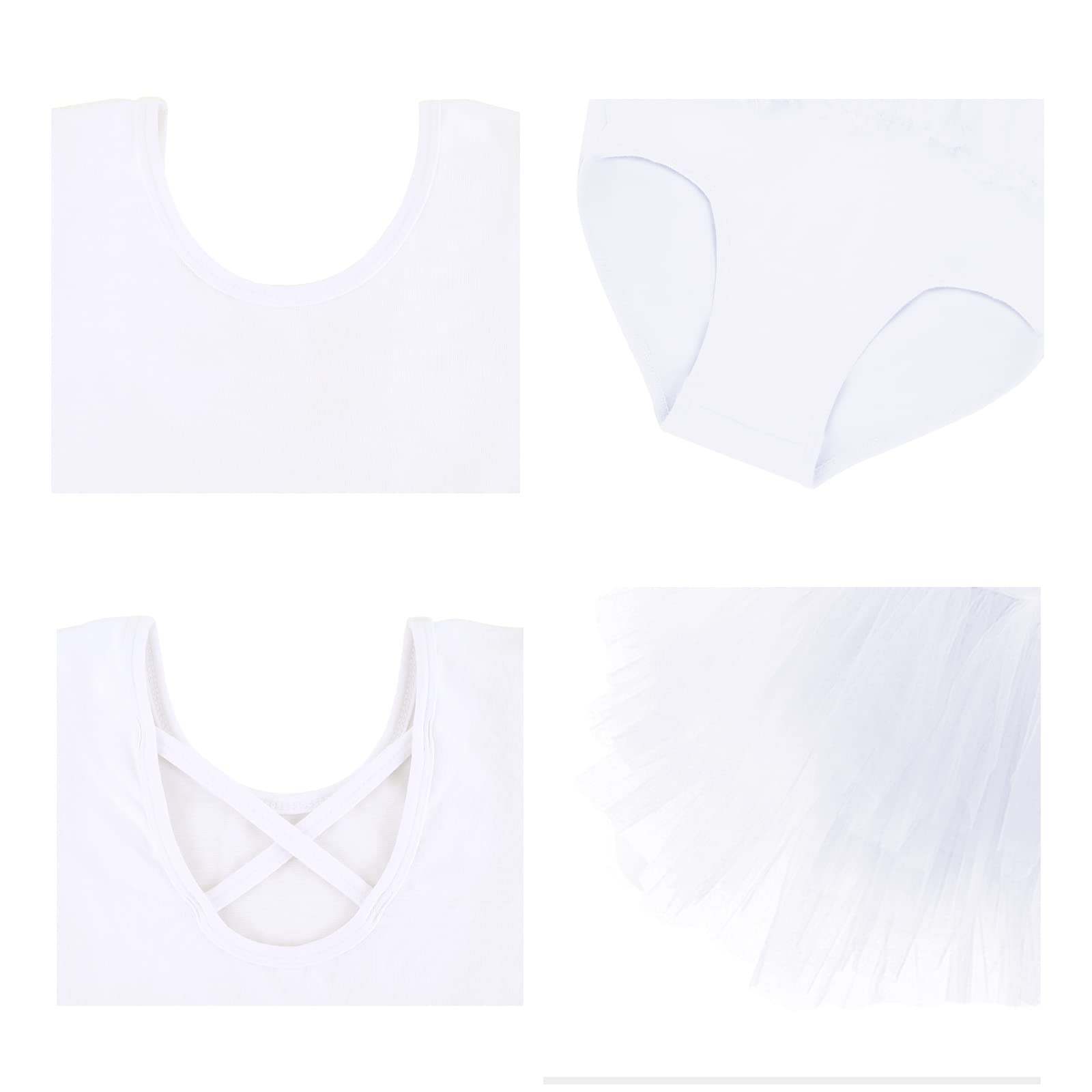 Bezioner Maillot de Danza Tutú Vestido de Ballet Gimnasia Leotardo Algodón Body Clásico Manga Corta Manga Corta para Niña — view 6