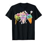 Kawaii Pastel Goth Cute Creepy Ice Cream Skull Anime Summer T-Shirt