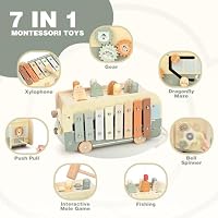 Vanplay Montessori Spielzeug ab 1 Jahr, 7 in 1 Hammerspiel Angelspiel Magnet Holzspielzeug Motorikspielzeug, Xylophon Kinder 1 Jahr, Geschenk Kinderspielzeug ab 1 2 3 Jahre Mädchen Junge – Ansicht 2