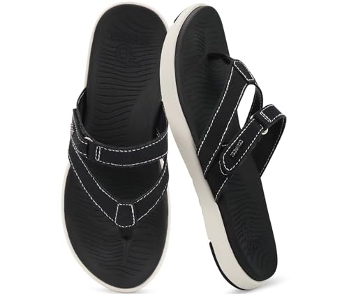 COFACE Womens Fashion Orthotic Flip Flops Ladies Slip On Lightweight Athletic Yoga Mat Cushion Thong Sandals With Comfortable Plantar Fasciitis Arch Support