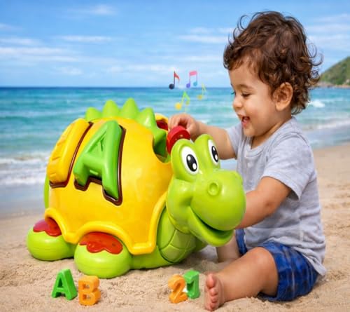 Image of Musical Toy for Kids Happy Turtle Bump and Go Dancing Toy Animal Figure with 3D Flashing Light & Sound for Baby, Best Gift for Children for Kids, Boys, Girls Age 2+ Years