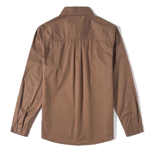 Tronjori Boys Long Sleeve Button Down Casual Woven Dress Shirt Uniform School with Two Pockets2