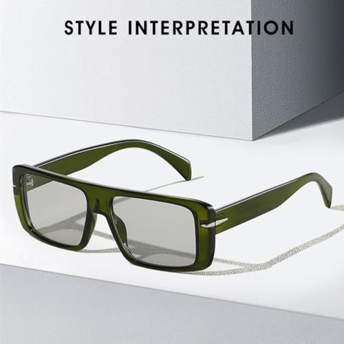 Lunettes de soleil rectangulaires rétro mode léopard UV400 rivets - 3