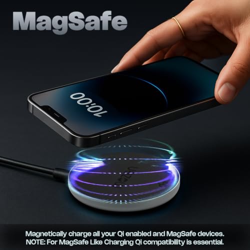 Image of MOZEN by Amkette Air 450 Qi2 Wireless Charger /Magsafe Charger | Qi2 Technology 15W Wireless Charging with MagSafe Compatibility| Includes Magnetic Ring for Non-MagSafe Phones
