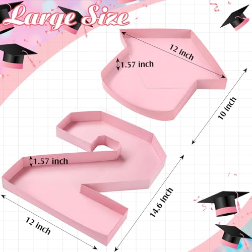 Tellingyou 5 Pcs 14.6" 2026 Graduation Charcuterie Number Fillable Cardboard Box Food Tray for Graduation Party Number Grad Hat Fillable Tray Chocolate Candy Party Supplies(Light Pink) by Tellingyou - Used condition - Image 3